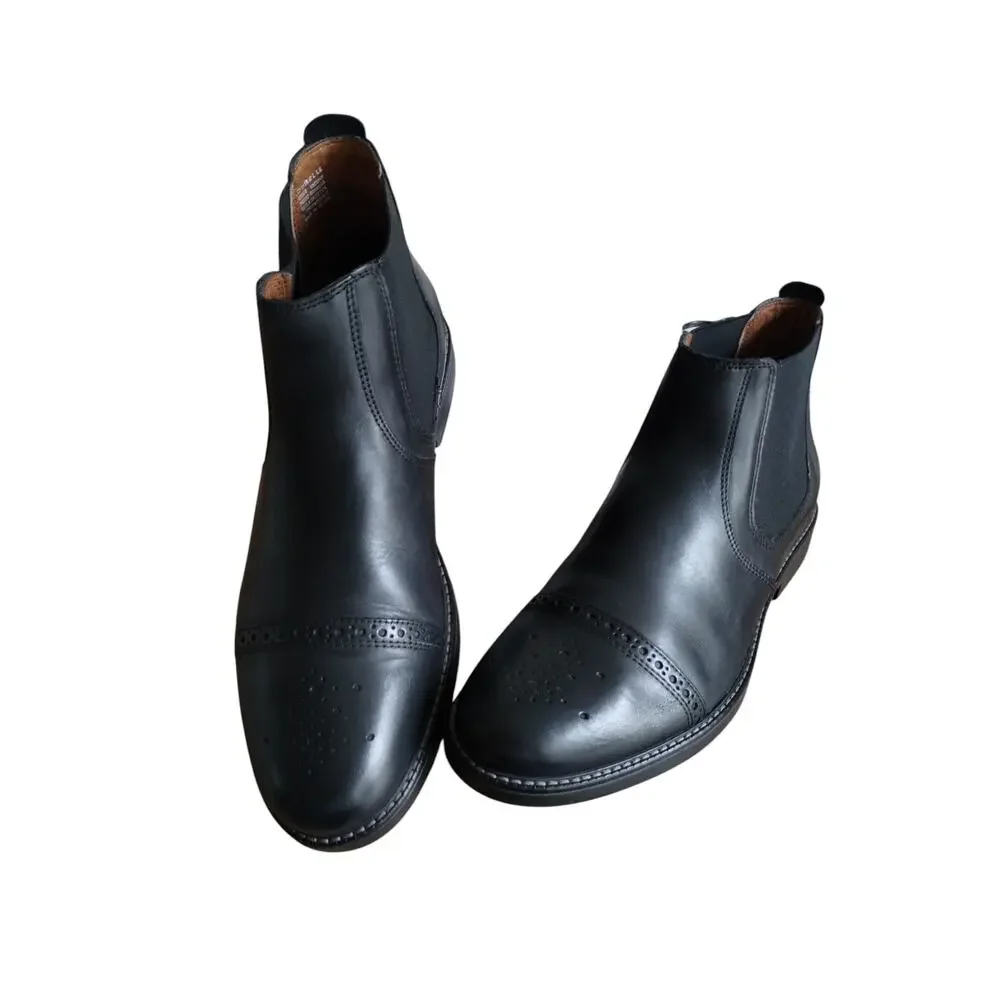 NWO Quirelli Mens Black Borrego Leather Casual Office Wear Booties size 8‎